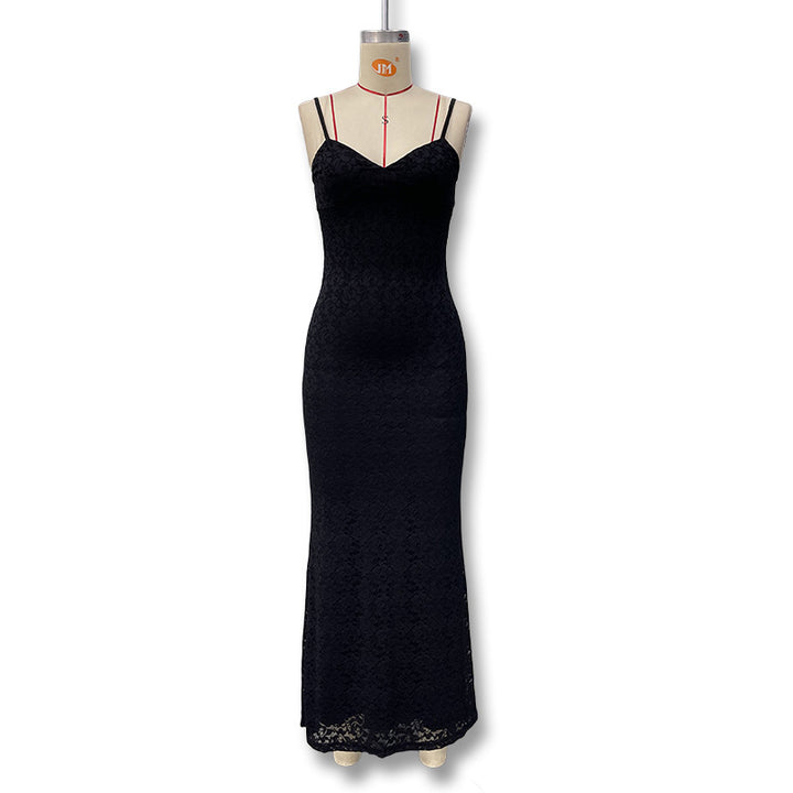 Damen Elegantes Maxikleid mit feiner Spitze und V-Ausschnitt Echo Archiv