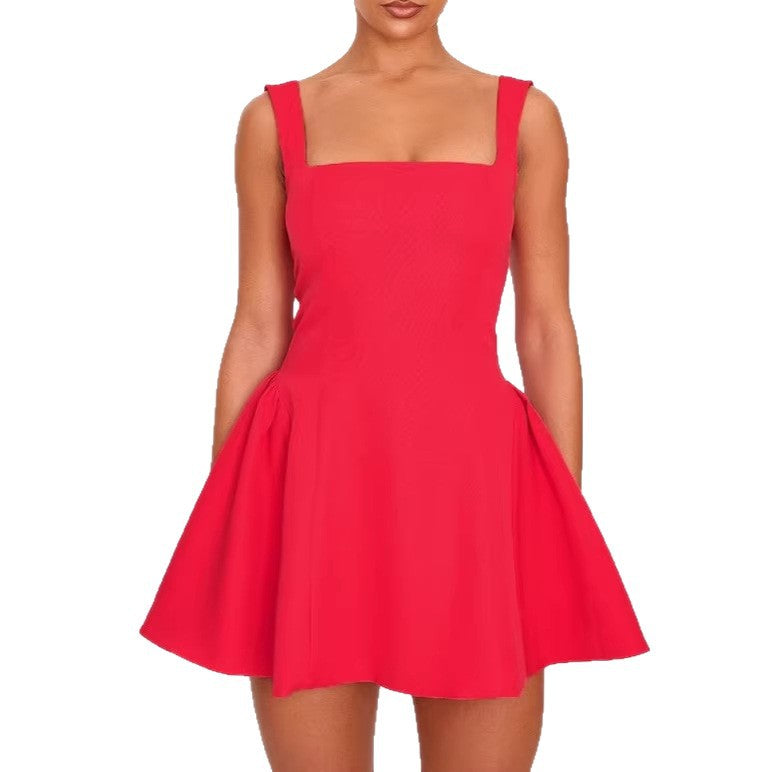 Damen A-Linien Kleid mit quadratischem Ausschnitt und angeschnittenen Taschen Echo Archiv
