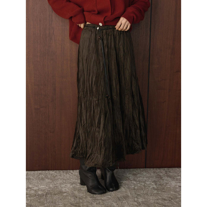 Damen Plissierter Midirock mit Crinkle-Struktur Echoarchiv