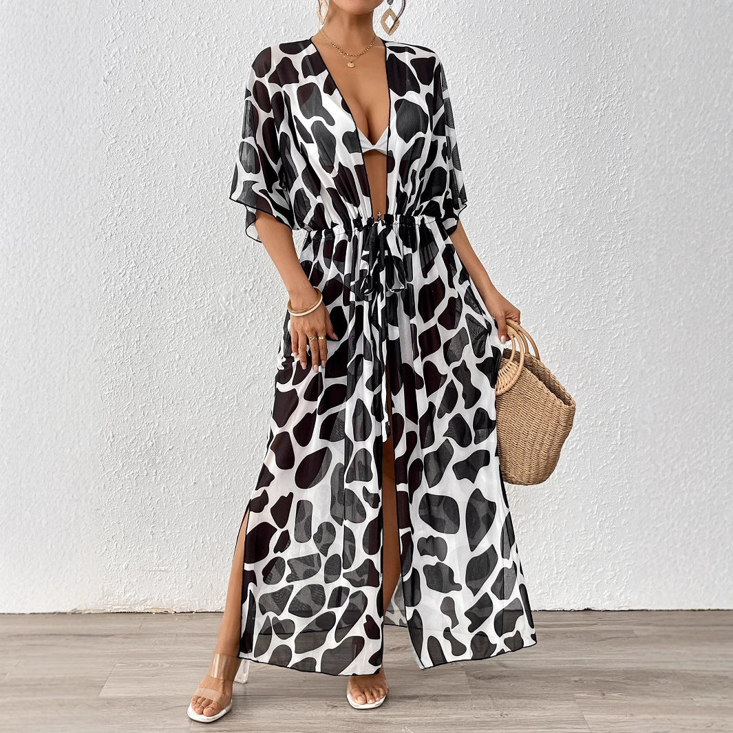 Damen modischer Strandkaftan mit seitlichem Kordelzug Echo Archiv