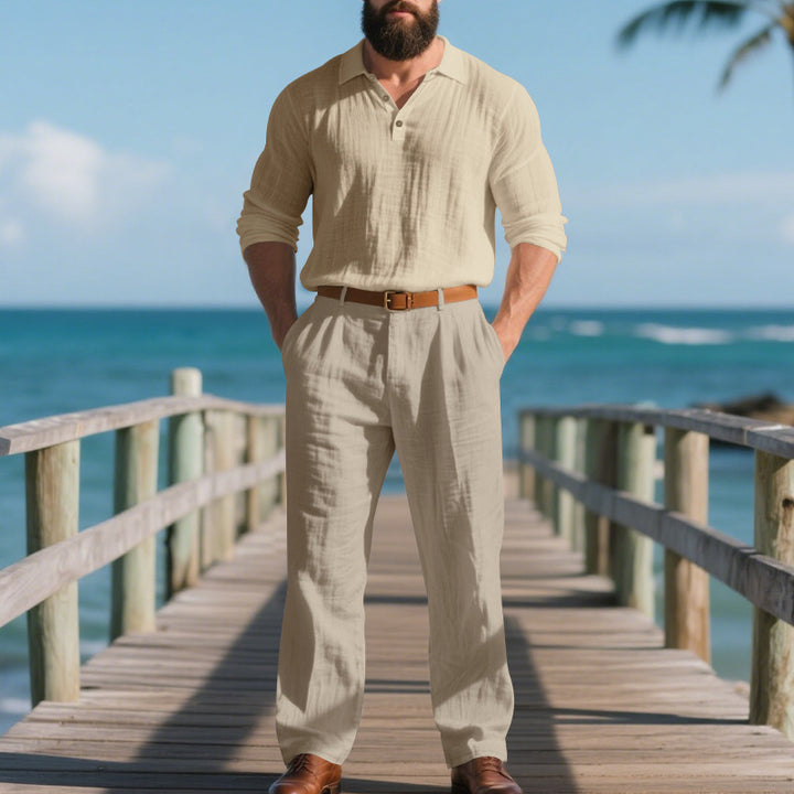 Herren lässiges Langarm-Hemd und elastische Freizeit-Hosen Echoarchiv