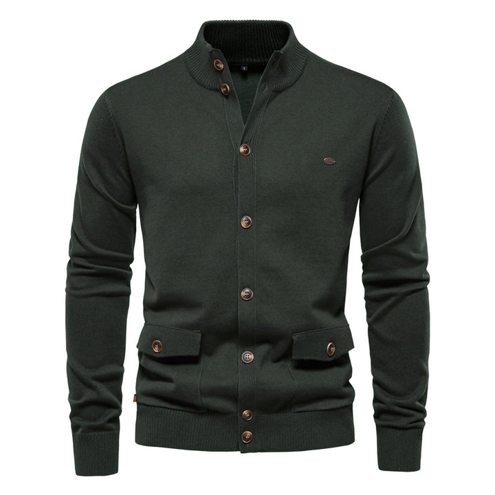 Herren Strickjacke mit modernem Stehkragen und praktischen Knöpfen Echoarchiv