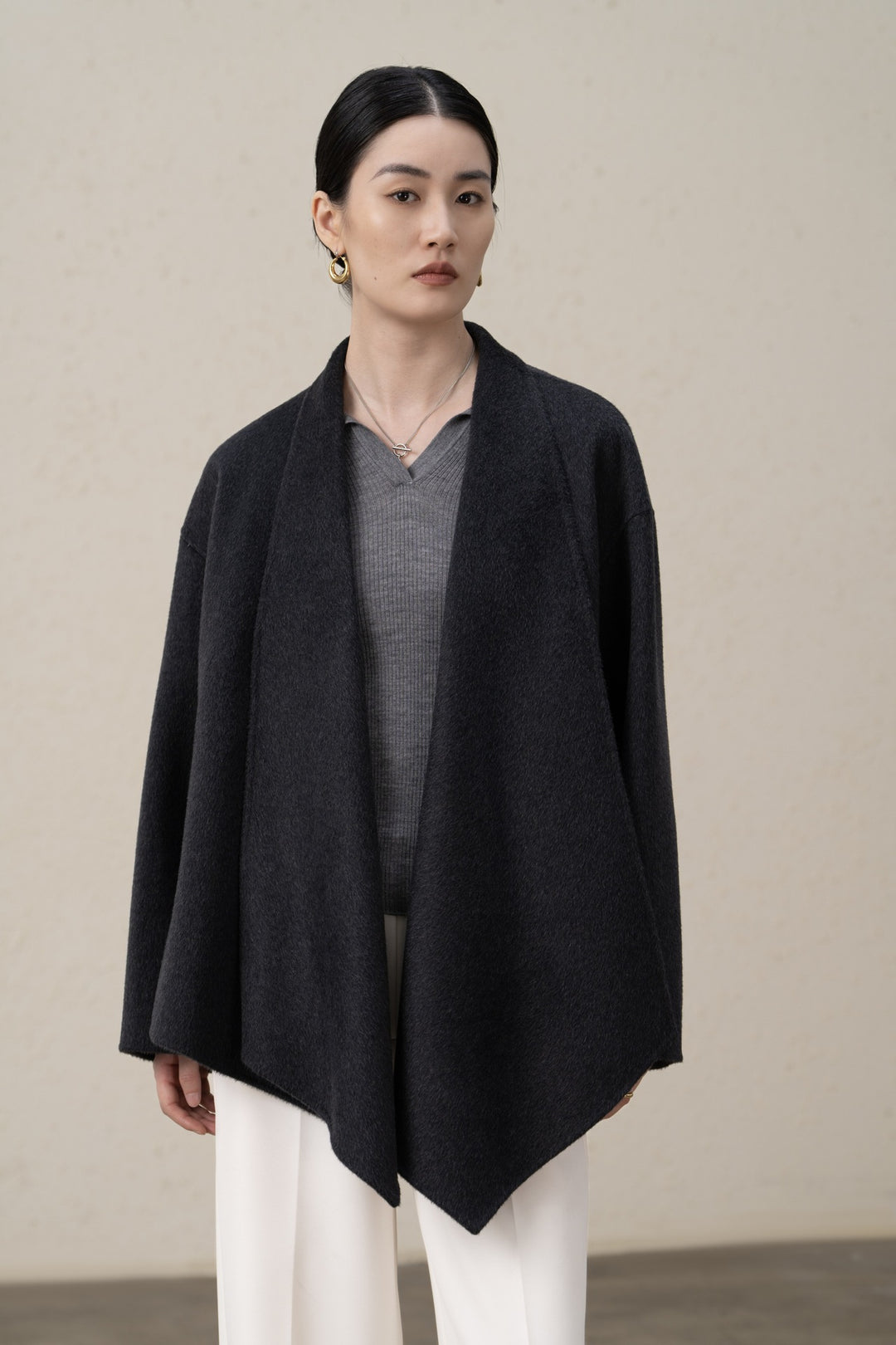 Damen Gemütlicher Offener Strickcardigan Echoarchiv