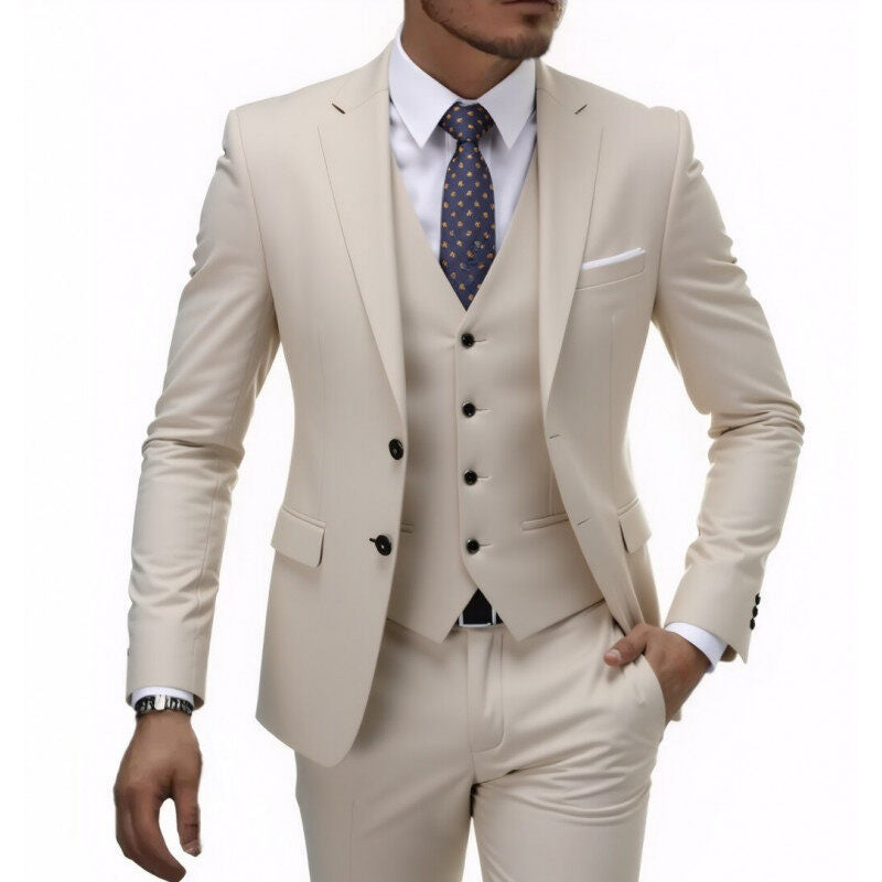 Herren nan dreiteiliges Slim-Fit Anzugset mit Weste, schmalem Revers und taillierter Silhouette Echo Archiv