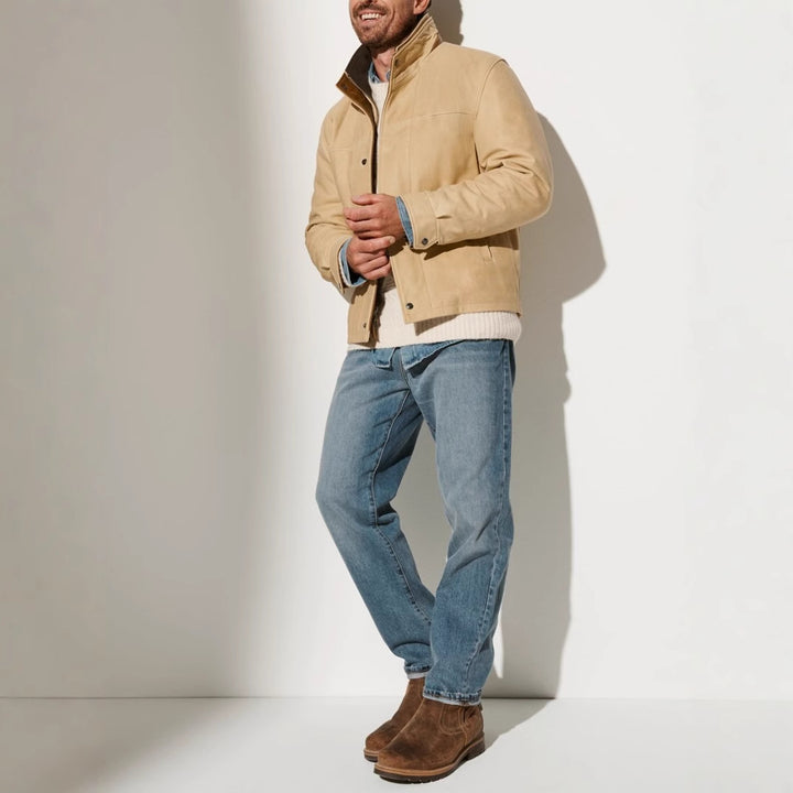 Herren Lederjacke mit zeitlosem Schnitt und praktischem Stehkragen Echoarchiv
