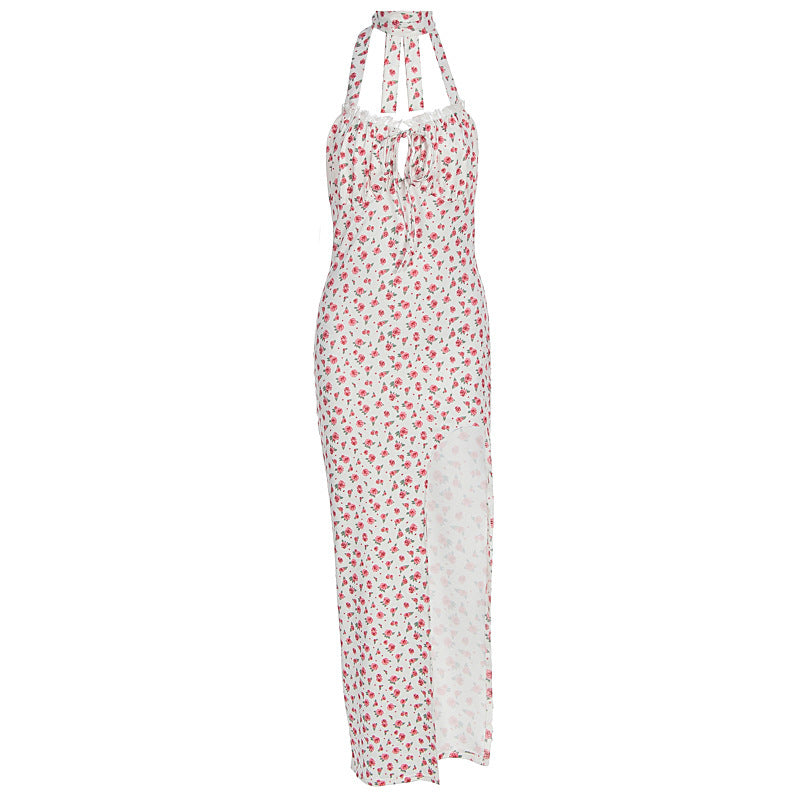 Damen Maxikleid mit floralem Muster, Neckholder und asymmetrischem Saum Echo Archiv