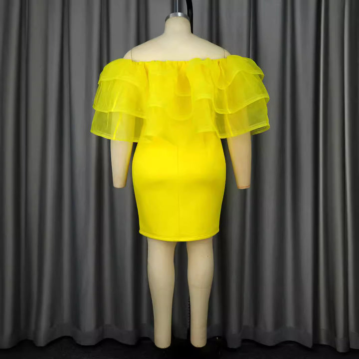 Damen Off-Shoulder-Kleid mit voluminösem Tüllvolant Echo Archiv