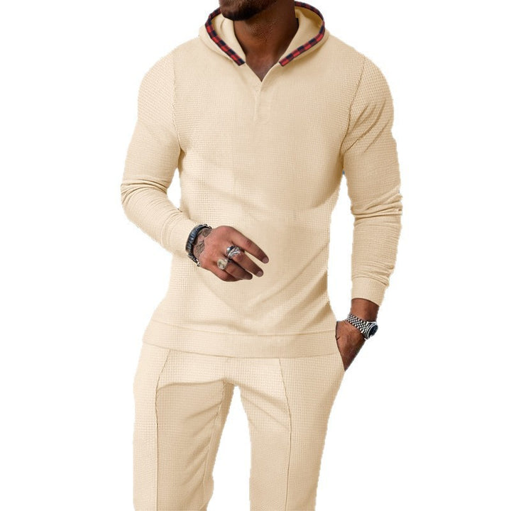 Herren Sportlicher Hoodie mit Karodetails und passtgenauen Jogginghose Echoarchiv