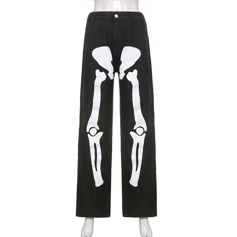 Damen lässige Cargo-Hose mit auffälligem Skelett-Design Echo Archiv