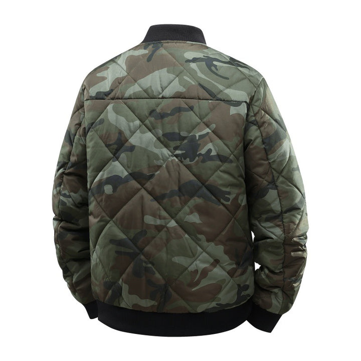 Herren Gestepptes Camouflage-Bomberjacke mit Rippbündchen und Zweiwege-Reißverschluss Echo Archiv