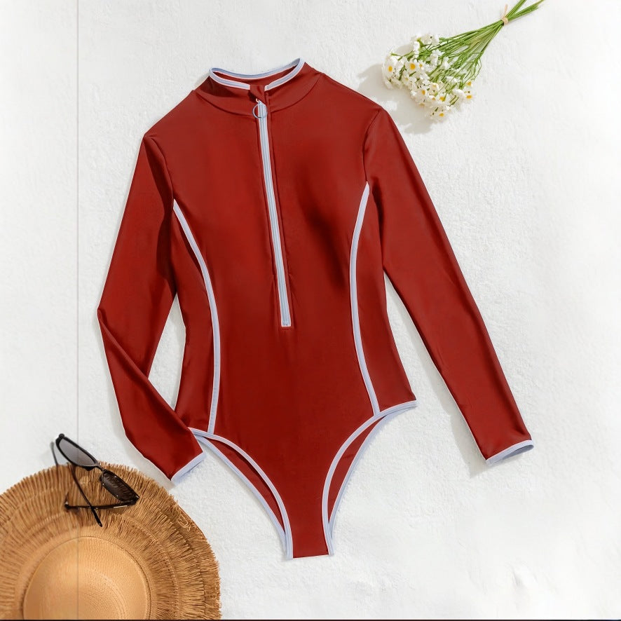 Damen Langarm Schwimmanzug mit hohem Kragen Echo Archiv
