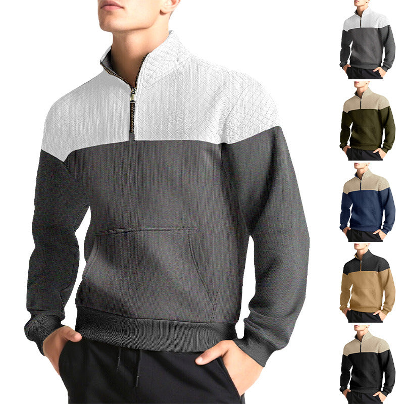 Herren nan Halbzip-Sweatshirt mit gesteppter Schulterpartie Kängurutasche und gerippten Bündchen Echo Archiv