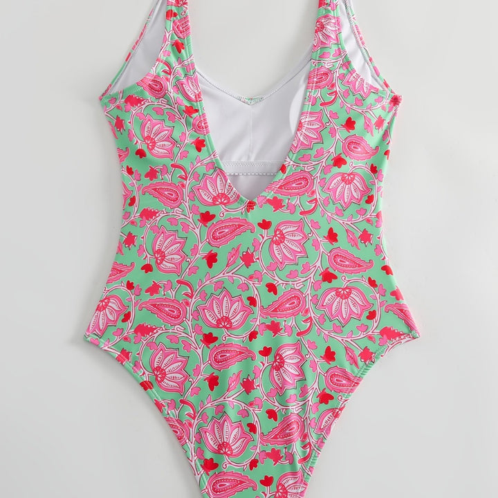 Damen Einteiliger Badeanzug mit floralem Design und modischen Trägern Echo Archiv