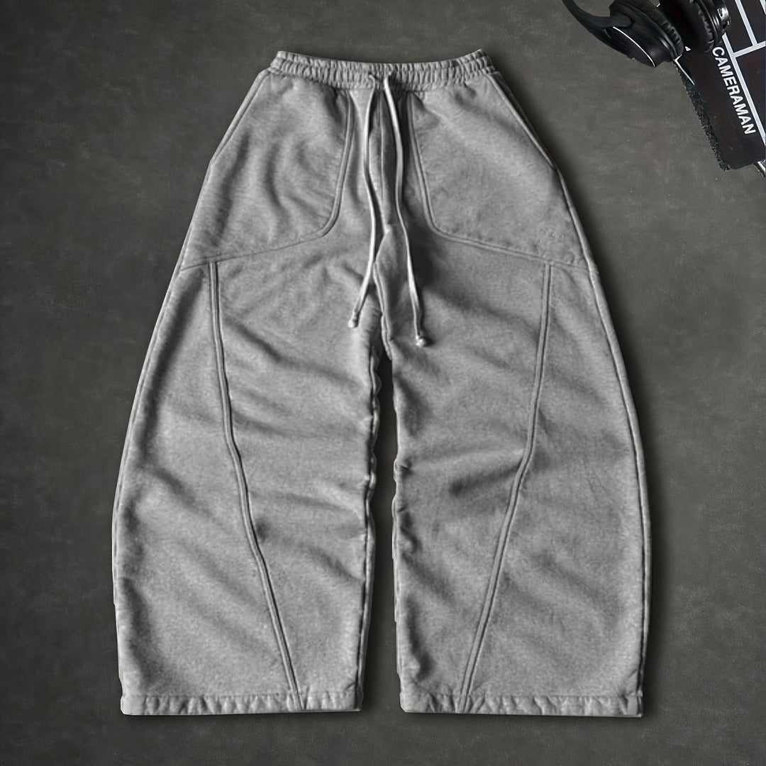 Damen Weite High‑Waist Baggy‑Jogginghose mit Tunnelzug, elastischem Bund und aufgesetzten Taschen Echoarchiv