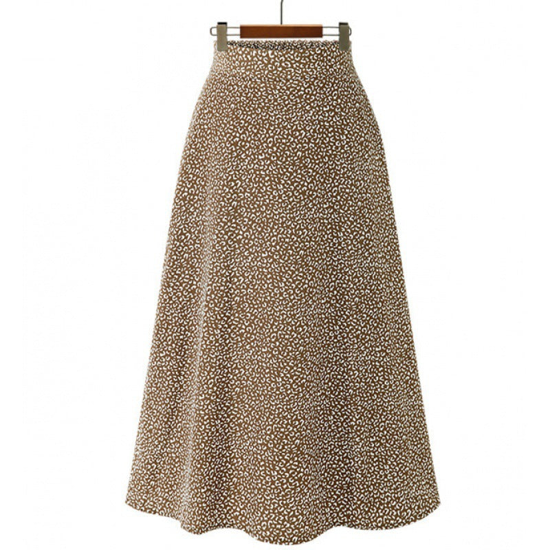 Damen hochtaillierter A-Linien Midirock aus Bouclé-Strick – Rosévia