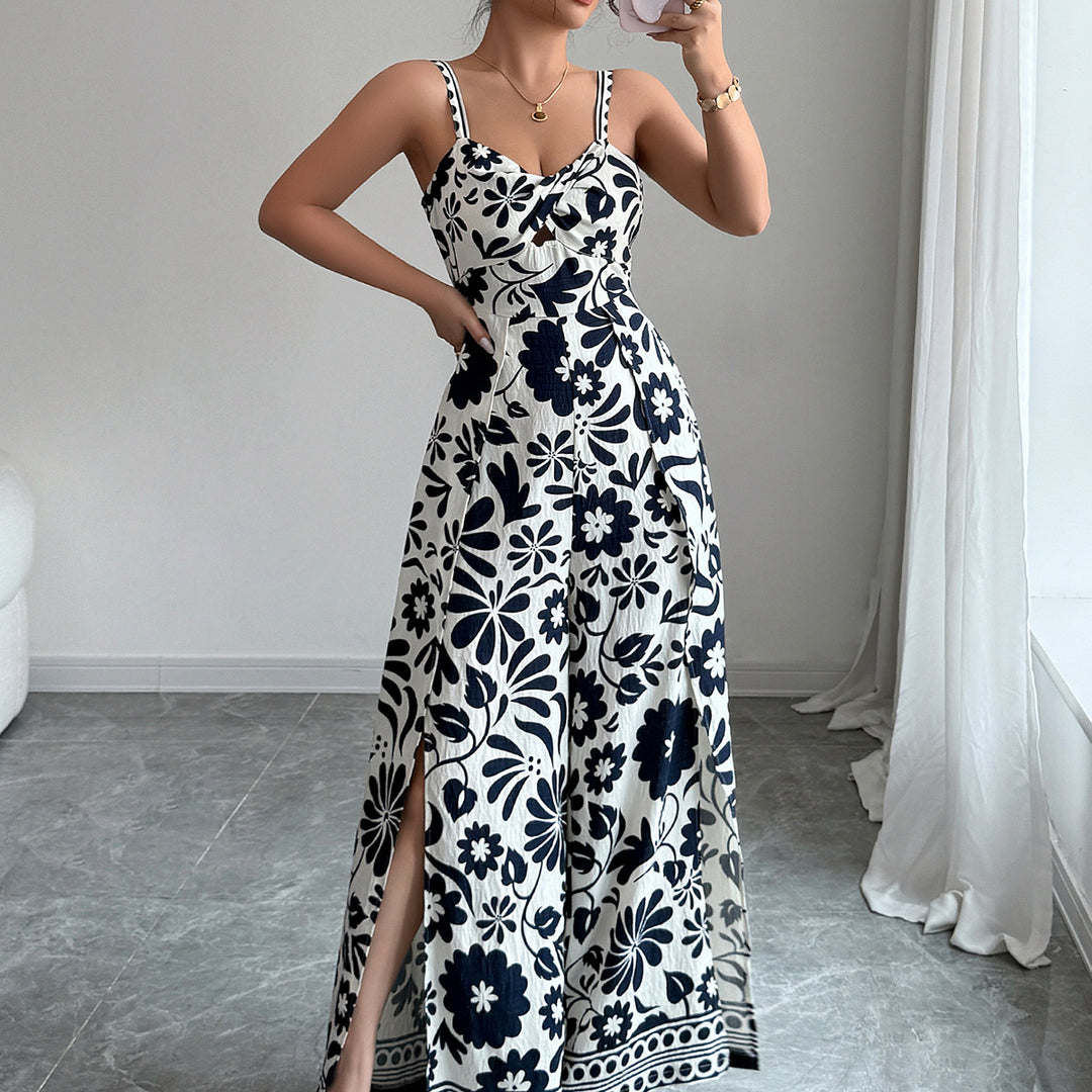 Damen Maxikleid mit tiefem Schlitz und floralem Muster Echo Archiv