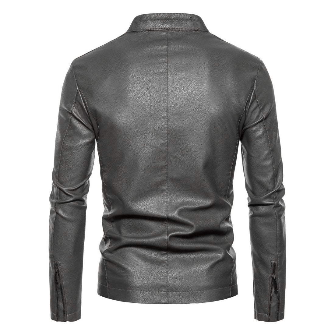 Herren Schmale Kunstleder-Bikerjacke mit Stehkragen, Innenfutter aus Kunstfell und Reißverschlusstaschen Echo Archiv
