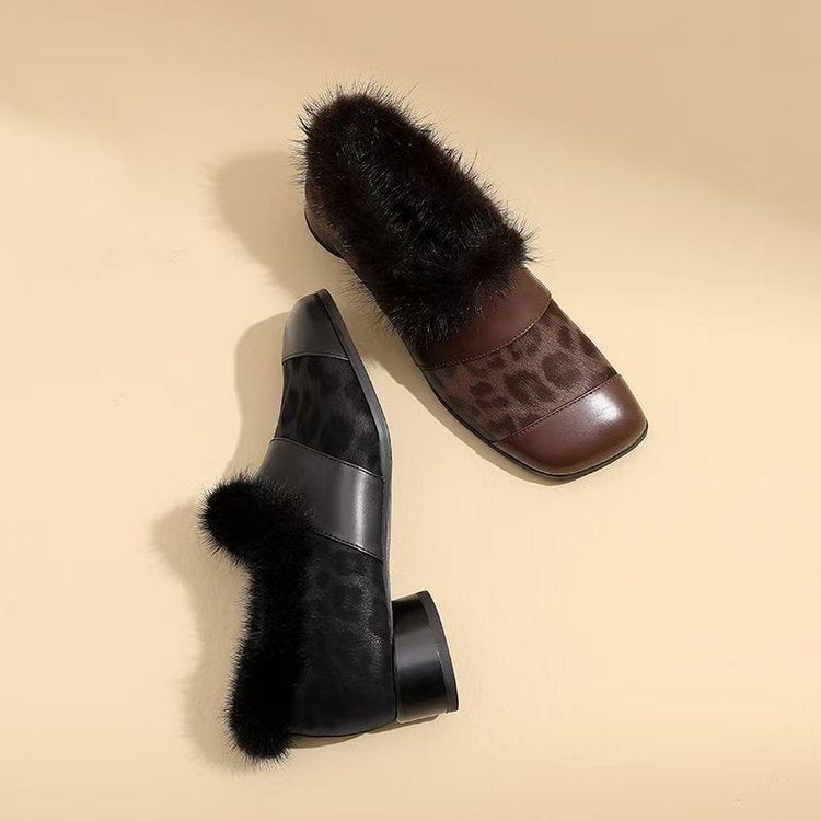 Damen Stilvolle Slipper mit Fellbesatz – Lioré