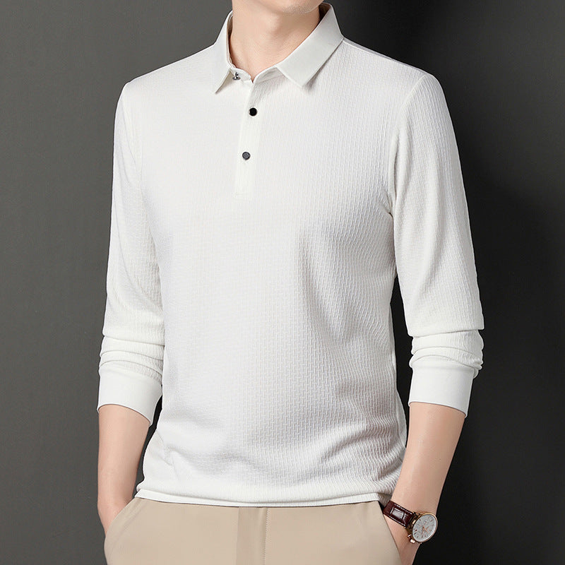 Herren langärmliges Poloshirt mit strukturiertem Design und modernem Schnitt Echoarchiv