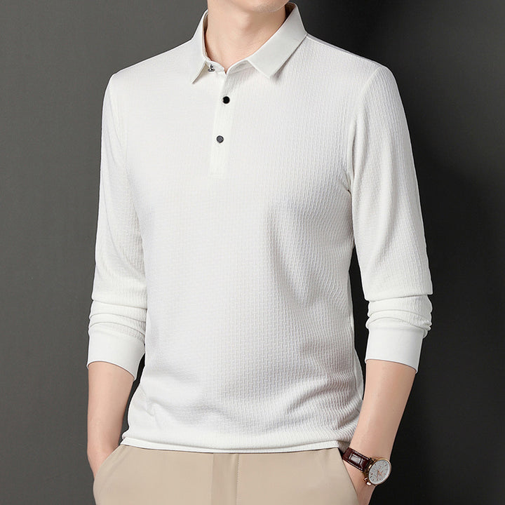 Herren langärmliges Poloshirt mit strukturiertem Design und modernem Schnitt Echoarchiv