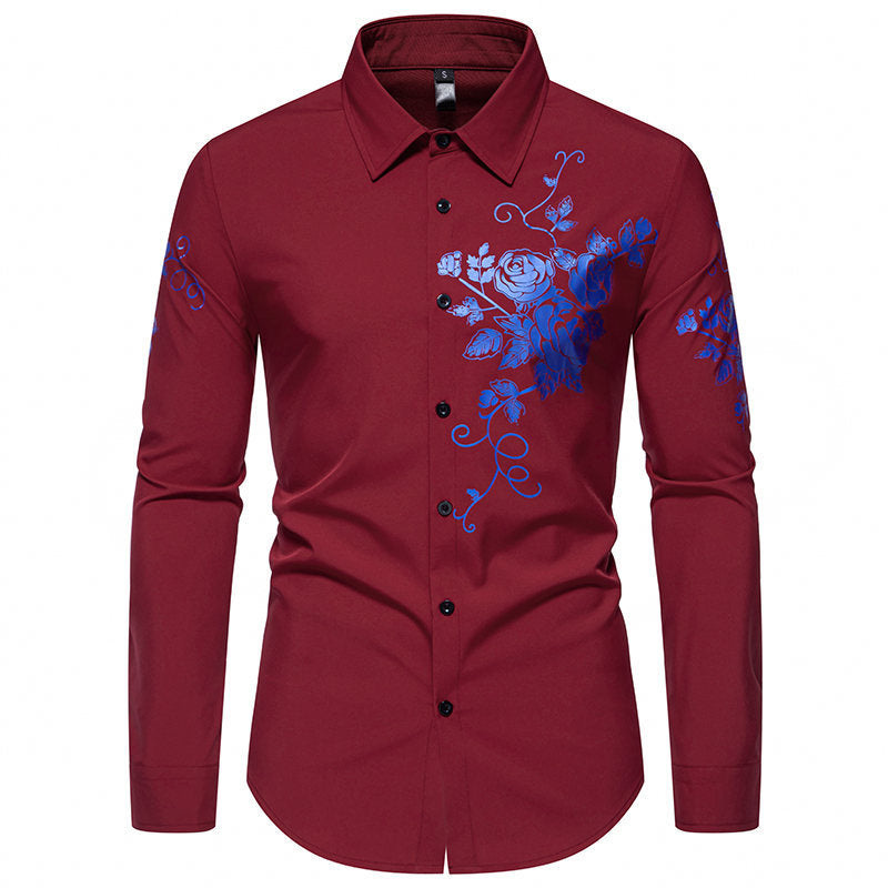 Herren Slim-Fit Langarmhemd mit floralem Print und tailliertem Schnitt Echo Archiv
