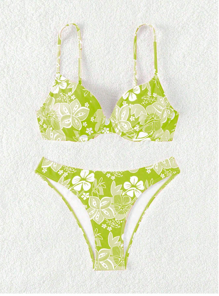 Damen gepolsterter Triangel-Bikini mit floralem Design und verstellbaren Trägern Echo Archiv