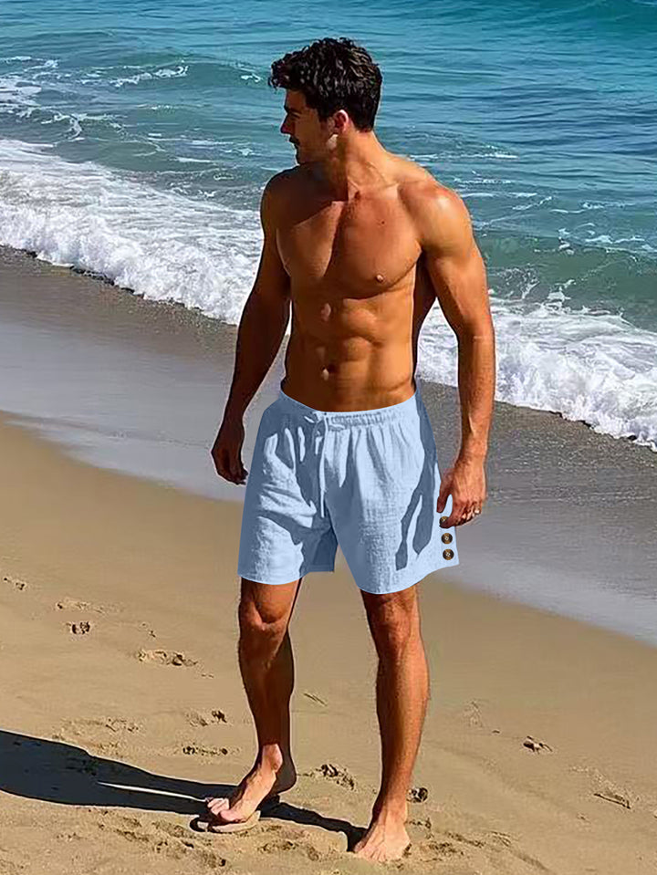 Herren lässige, atmungsaktive Strandshorts mit elastischem Bund und modernen Knopfdetails Echoarchiv