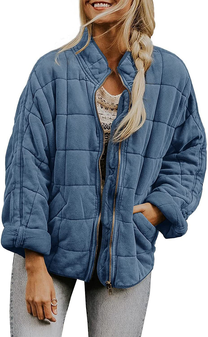 Damen Gepolsterte Oversize-Steppjacke mit Reißverschluss und Eingrifftaschen Echo Archiv
