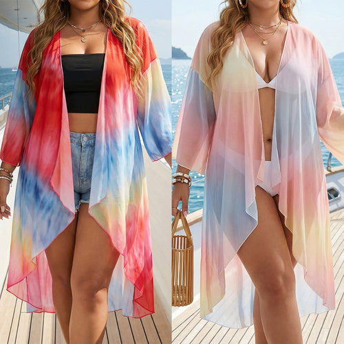 Damen transparenter Strandkimono mit trendigem Ombre-Design Echo Archiv