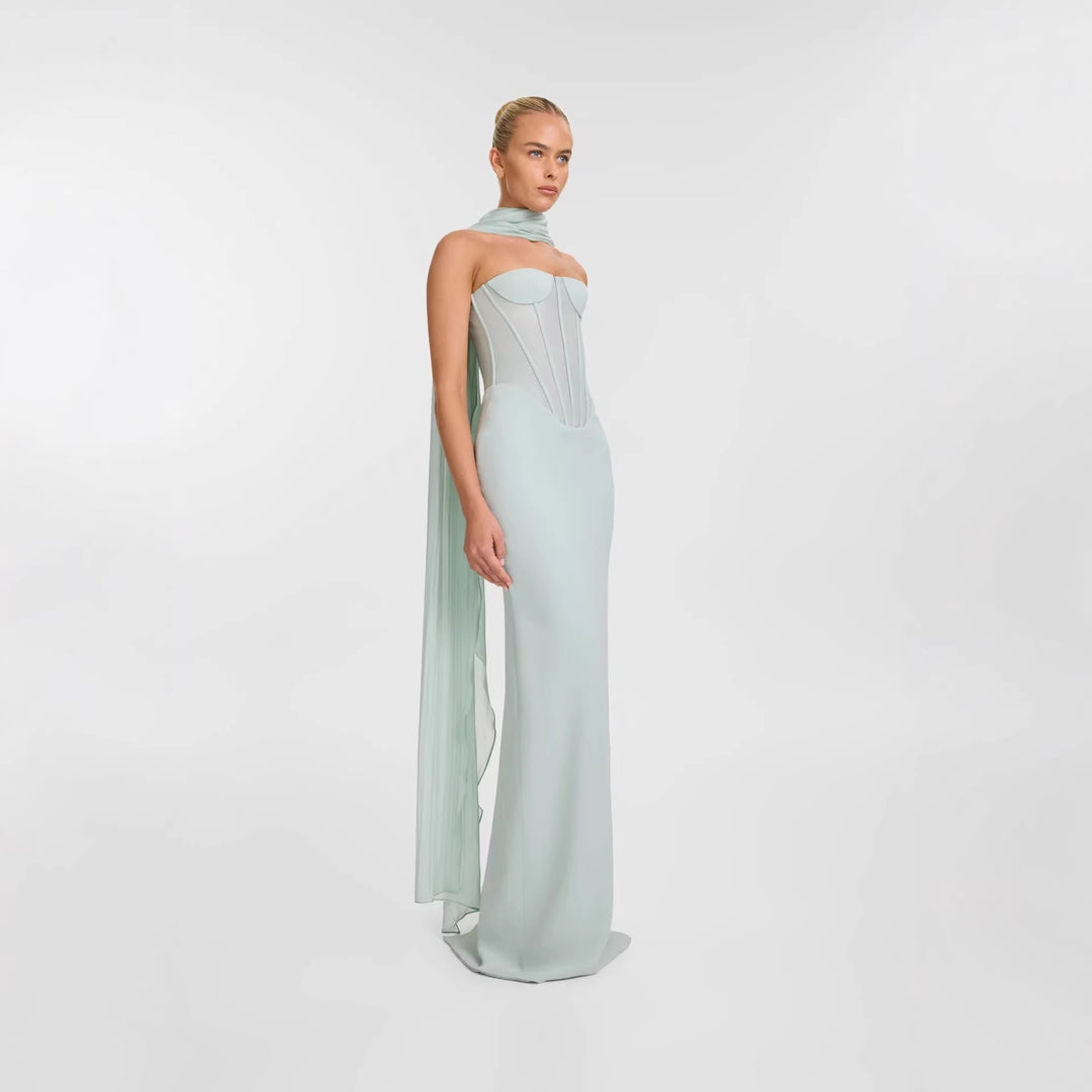 Damen Elegantes Maxikleid mit schulterfreiem Design und raffinierter Bustierpartie Echo Archiv