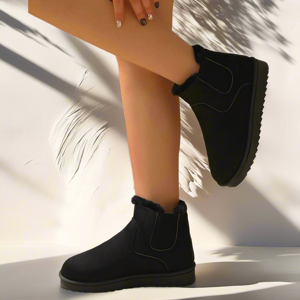 Damen Gefütterte Kurzschaft-Boots mit elastischem Einsatz und seitlichem Reißverschluss – Varelle