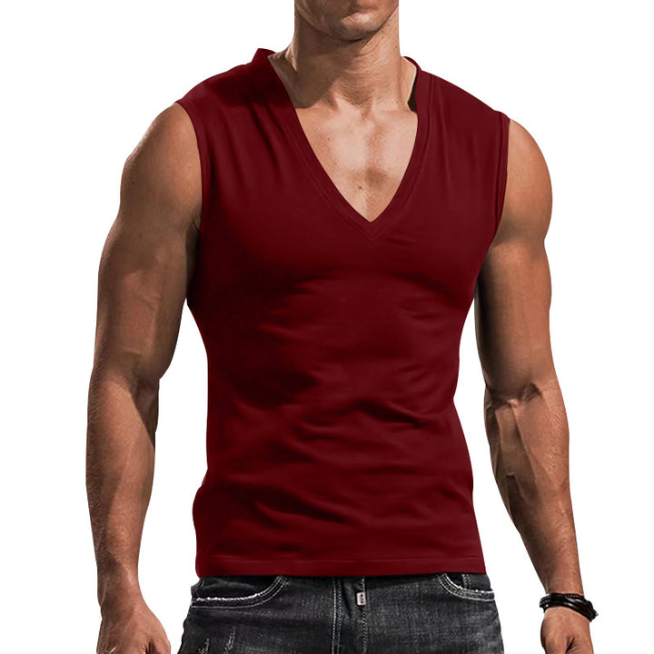 Herren ärmelloses V-Ausschnitt T-Shirt aus atmungsaktiver Baumwolle Echoarchiv