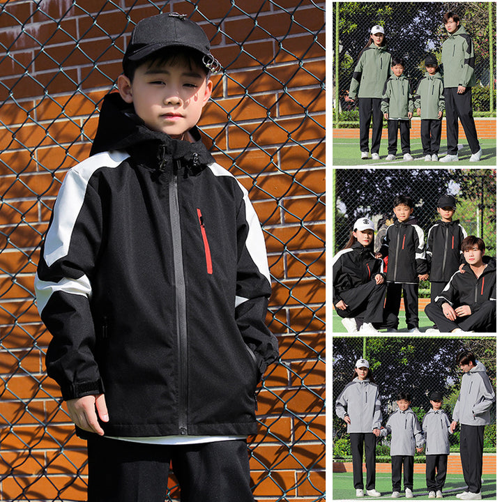 Herren Sportliche Softshell-Outdoorjacke mit Kapuze, Colorblock-Ärmel und wasserabweisender Membran Echoarchiv