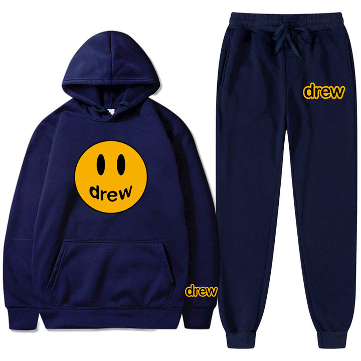 Unisex nan zweiteiliges Lounge-Set aus French-Terry mit Smiley-Print Kapuzenpullover und tapered Jogginghose Echo Archiv