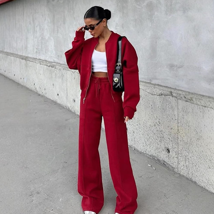 Damen nan Oversize Reißverschlussjacke mit weiter High-Waist Loungehose Set Echo Archiv