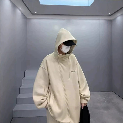 Unisex Oversized Fleecejacke mit hohen Kragen und Reißverschluss Echoarchiv