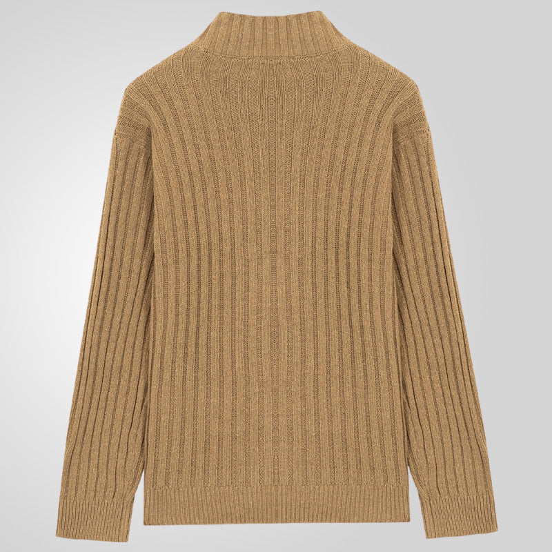 Herren Strickjacke mit klarem Rippenmuster und bequemem Stehkragen Echoarchiv