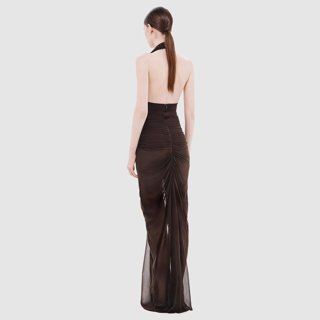 Damen elegantes trägerloses Abendkleid mit raffiniertem Drapé und tiefem Ausschnitt Echo Archiv