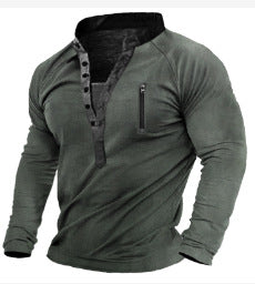 Herren Langarmshirt mit elegantem Knopfverschluss und praktischer Brusttasche Echoarchiv