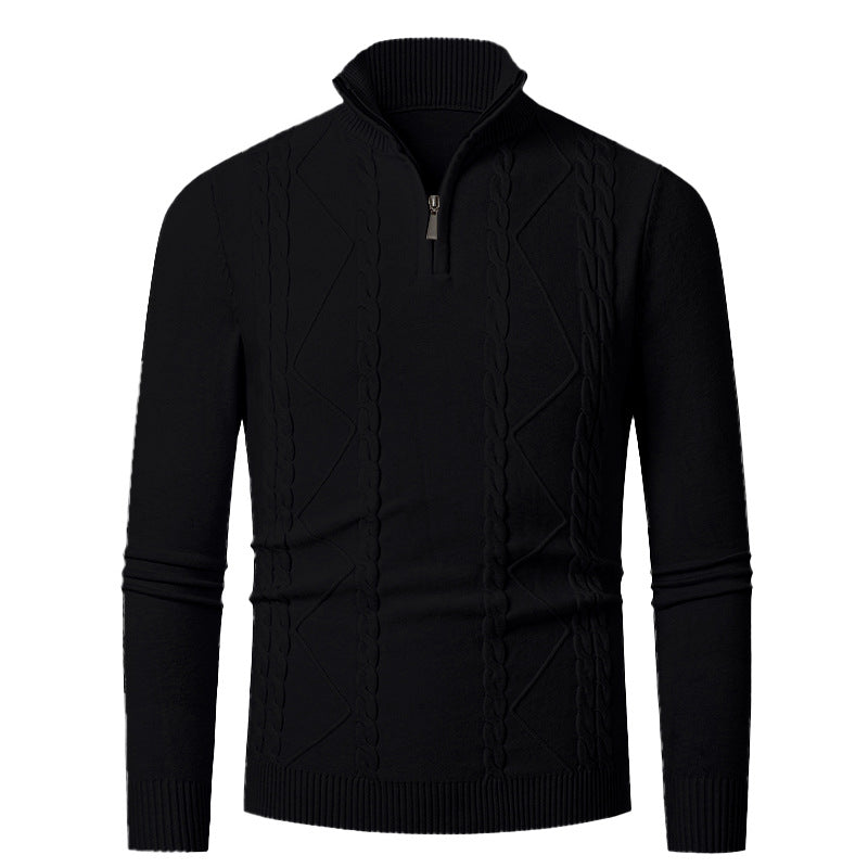 Herren Strickpullover mit Halb-Zip und strukturiertem Muster Echoarchiv