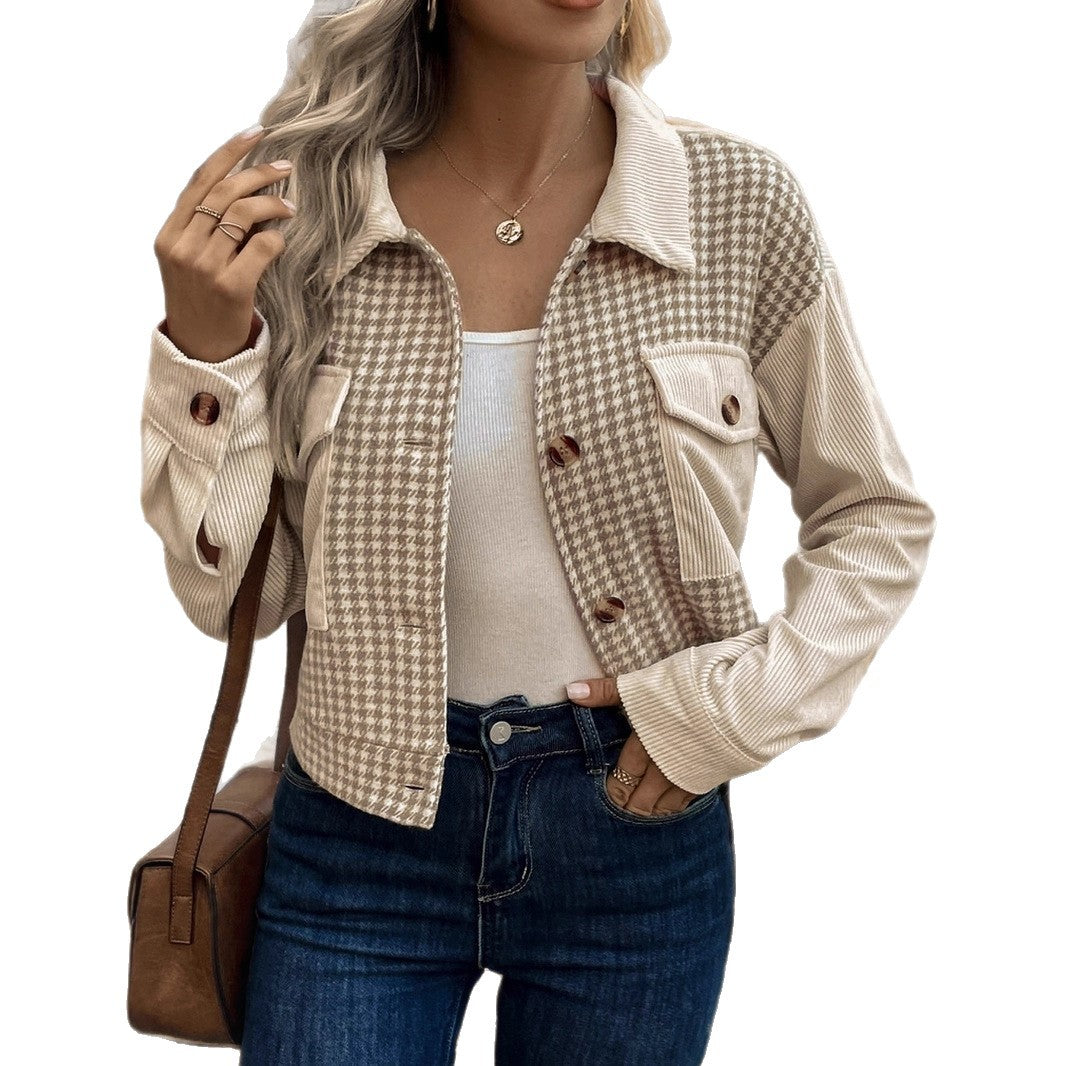 Damen Modische Cordjacke mit Karomuster Echo Archiv