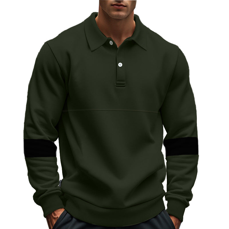Herren modischer Langarmpullover mit poloartigen Details und kontrastierenden Ärmelbündchen Echoarchiv