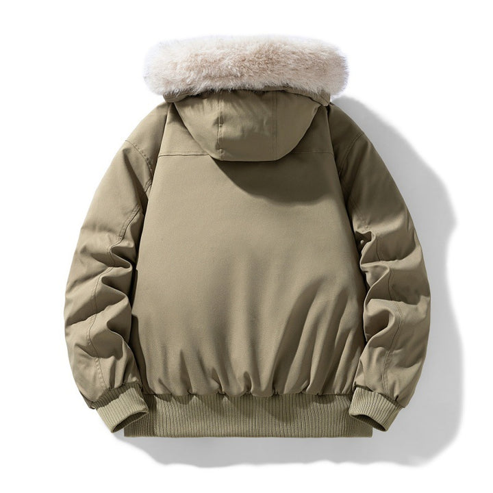 Herren Wattierte Winterjacke mit Kunstpelz-Kapuze, gestepptem kariertem Innenfutter und Bomberbündchen Echo Archiv