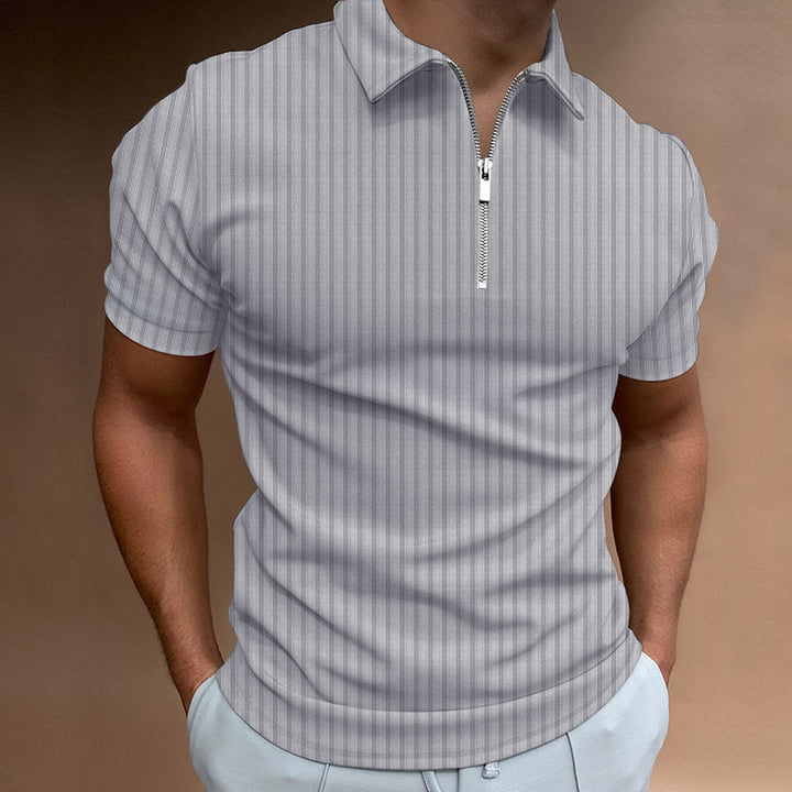 Herren Kurzarm Polo-Hemd mit Reißverschluss und strukturiertem Design Echoarchiv
