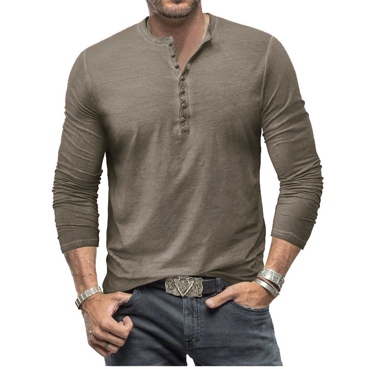 Herren Langarm-Hemd im Henley-Stil Echoarchiv