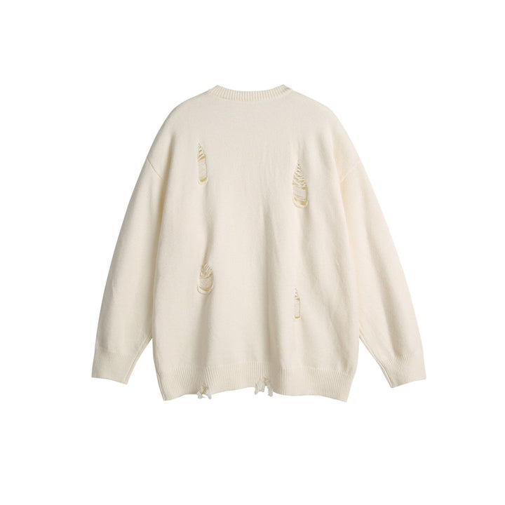 Unisex Oversize Strickpullover mit Destroyed-Detail und Rippbündchen Echoarchiv