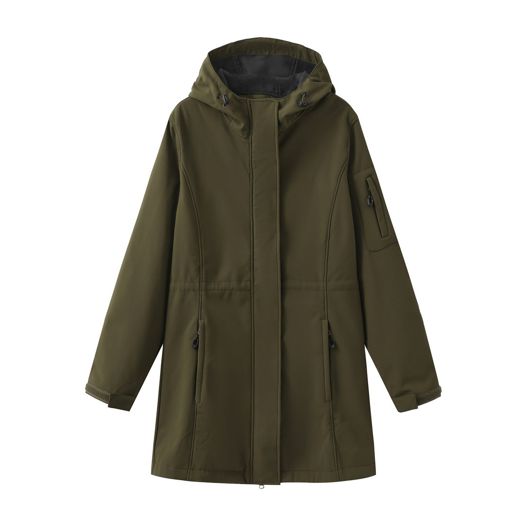 Damen nan funktionaler Softshell-Parka mit Teddyfleece-Futter, Kapuze und Taillenzug Echo Archiv