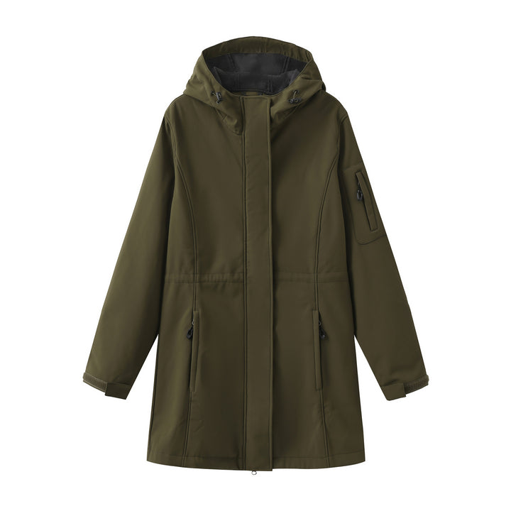 Damen nan funktionaler Softshell-Parka mit Teddyfleece-Futter, Kapuze und Taillenzug Echo Archiv