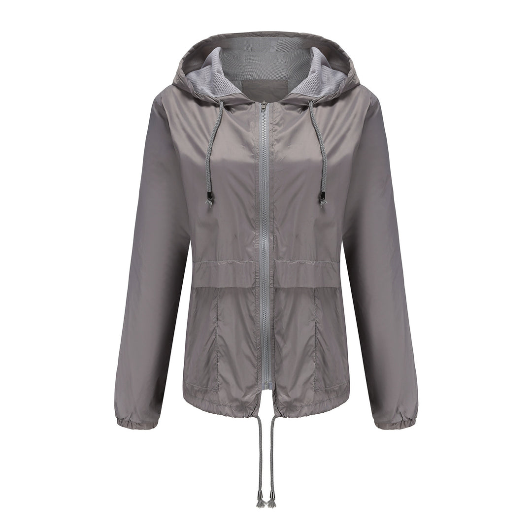 Damen nan leichte Windjacke mit Kapuze Mesh-Futter Kordelzug und Reißverschluss Echo Archiv