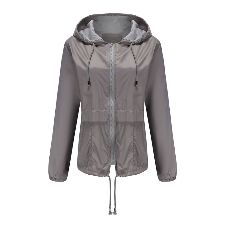 Damen nan leichte Windjacke mit Kapuze Mesh-Futter Kordelzug und Reißverschluss Echo Archiv